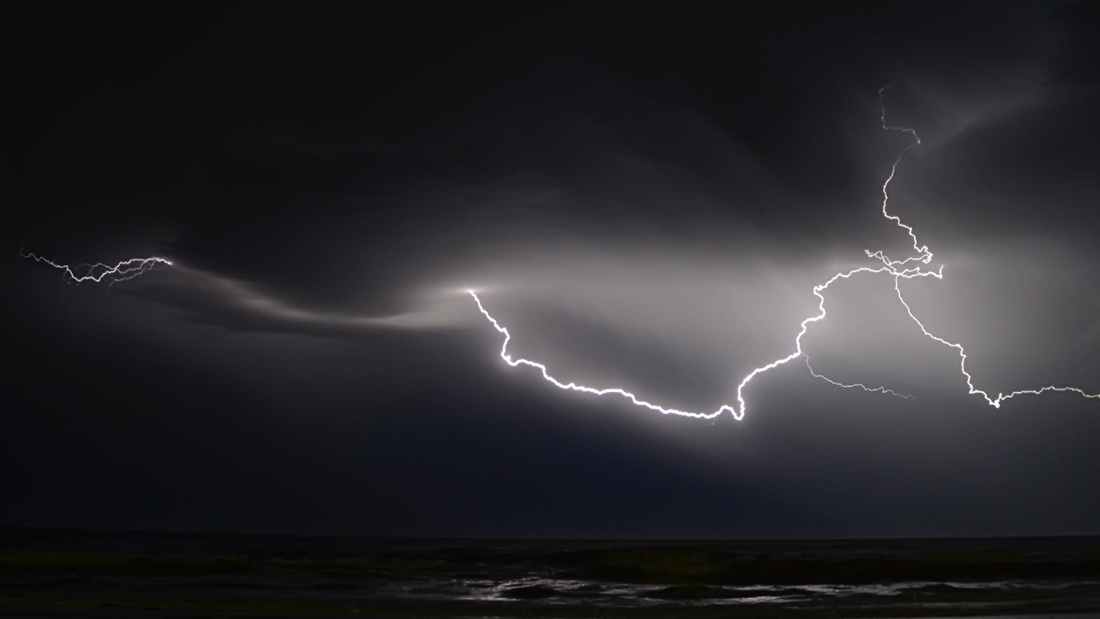 lightning in sky at night